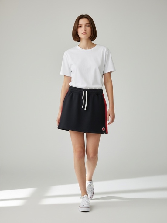 HBC Dresses & Skirts - HBC Mini Skirt Fleece Team Canada Olympic Apparel Black Red Side Stripes Medium